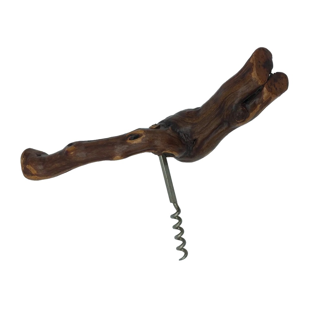 Grapevine Wood Corkscrew Wine Cork Bottle Opener Custom Art One Of A Kind
